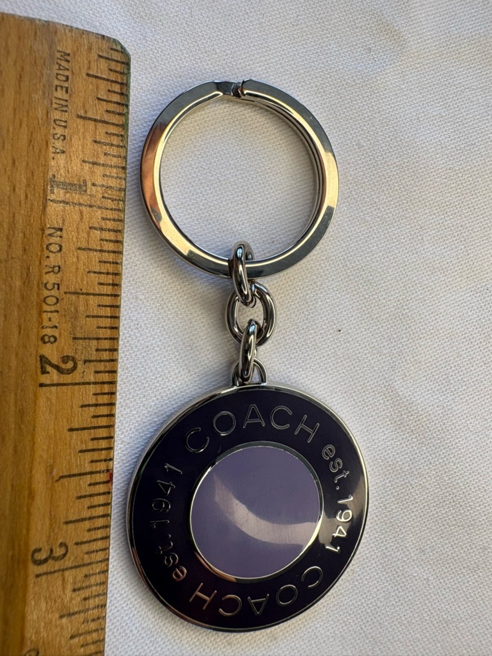 Coach Lavender and Purple Round Logo Keyring